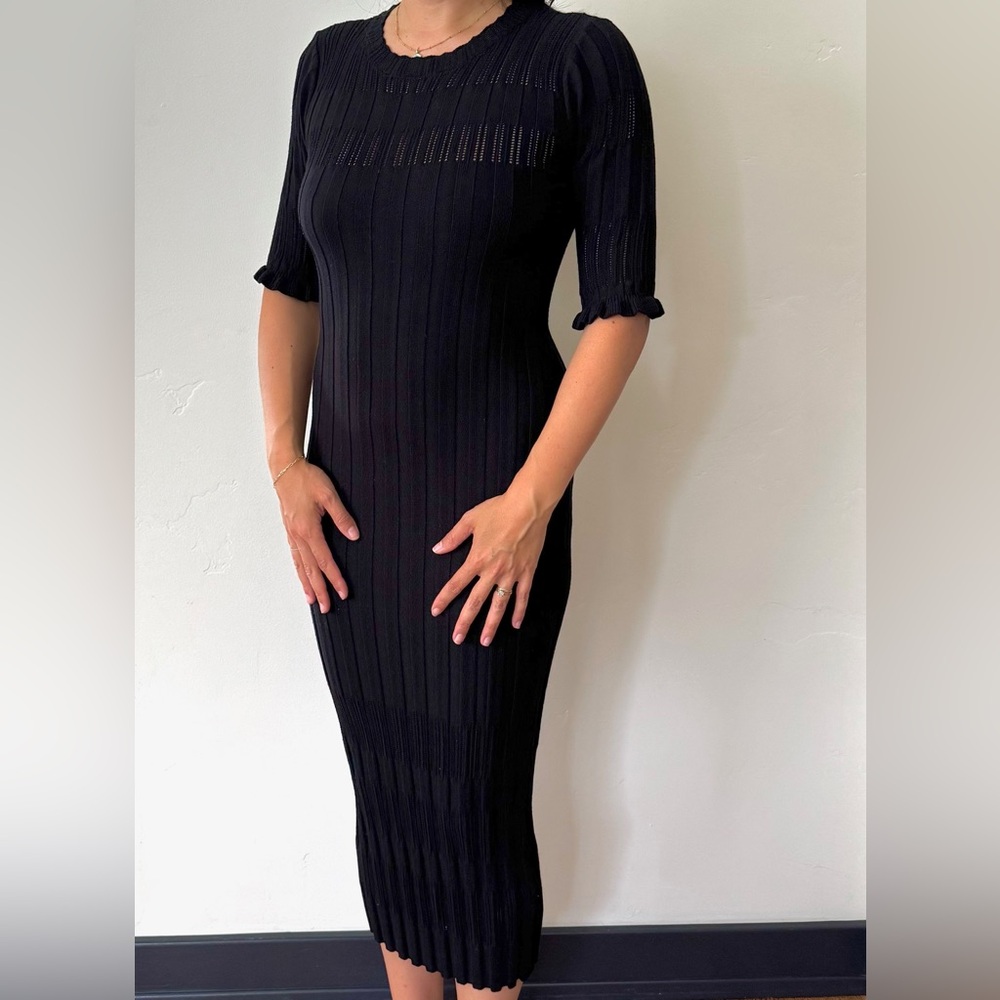 Joie black knit body con dress